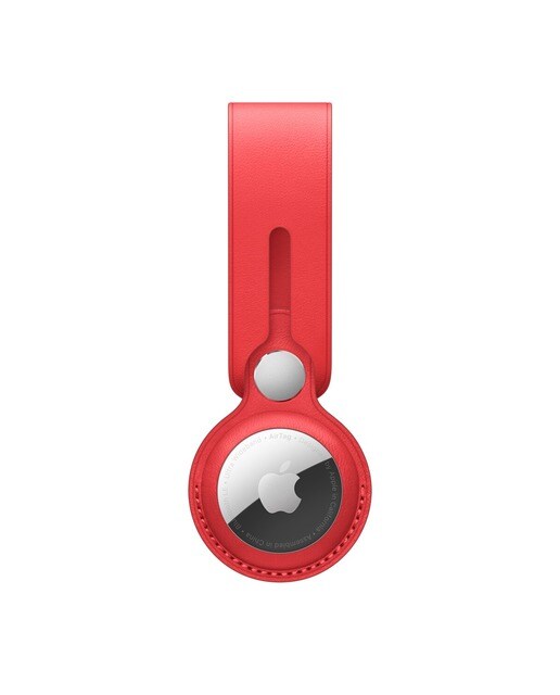 Apple - Correa de piel Roja para AirTag Apple.