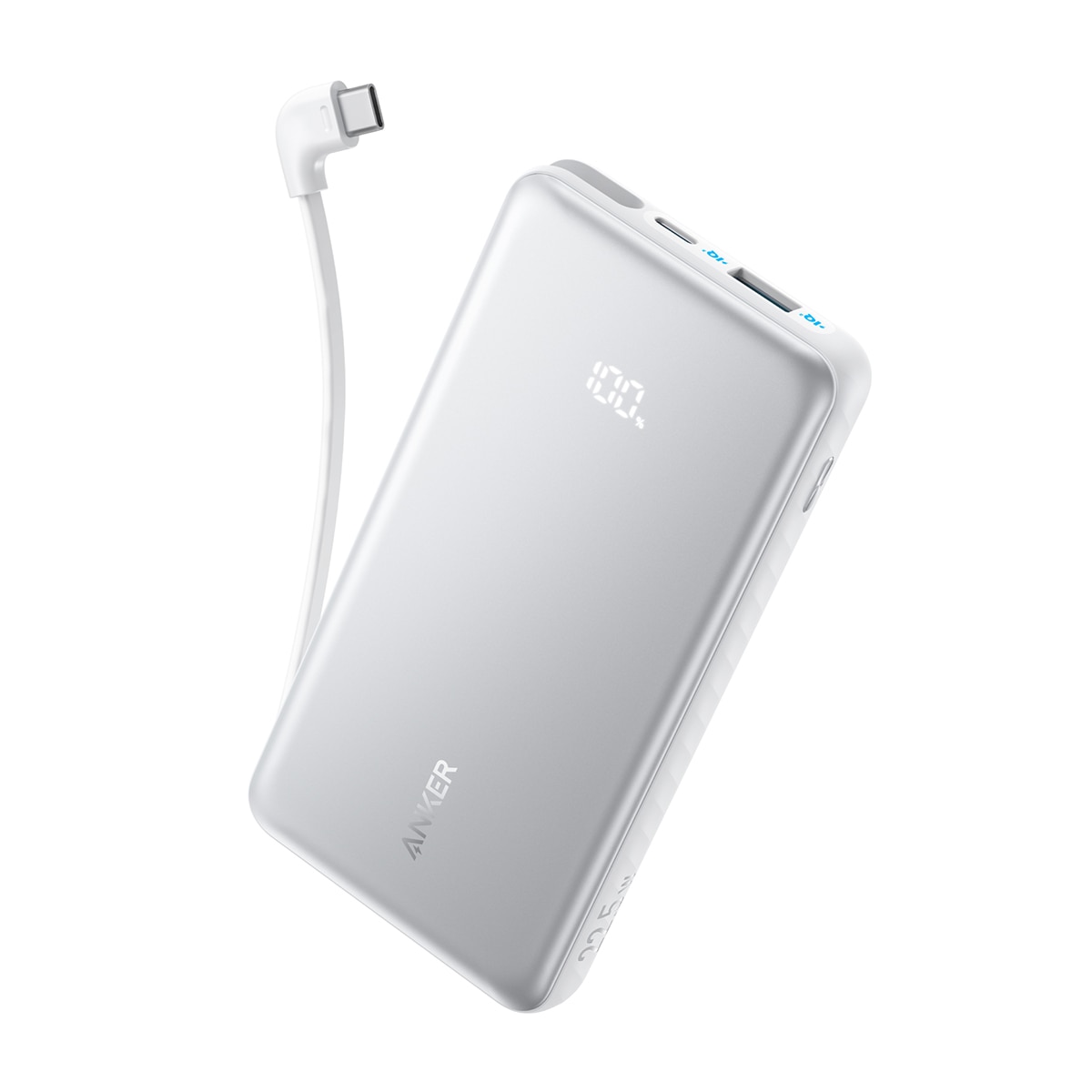 Imagen 1 de Power Bank Anker Zolo, 20000 mAh, 225W, 1 USB-C, 1 Cable retráctil USB-C, 1 USB-A Blanco