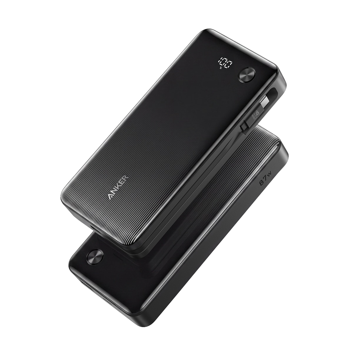 Power Bank Anker, 20000 mAh, 87W, 1 Cable rectráctil, 2 USB-C y USB A - Negro Negro-3