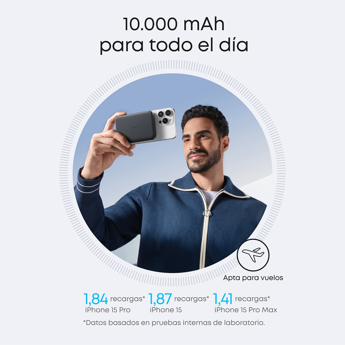 Power Bank Anker Nano, 10000 mAh fino, 15W Qi2 carga inalámbrica, compatible con MagSafe - Negro Negro-7