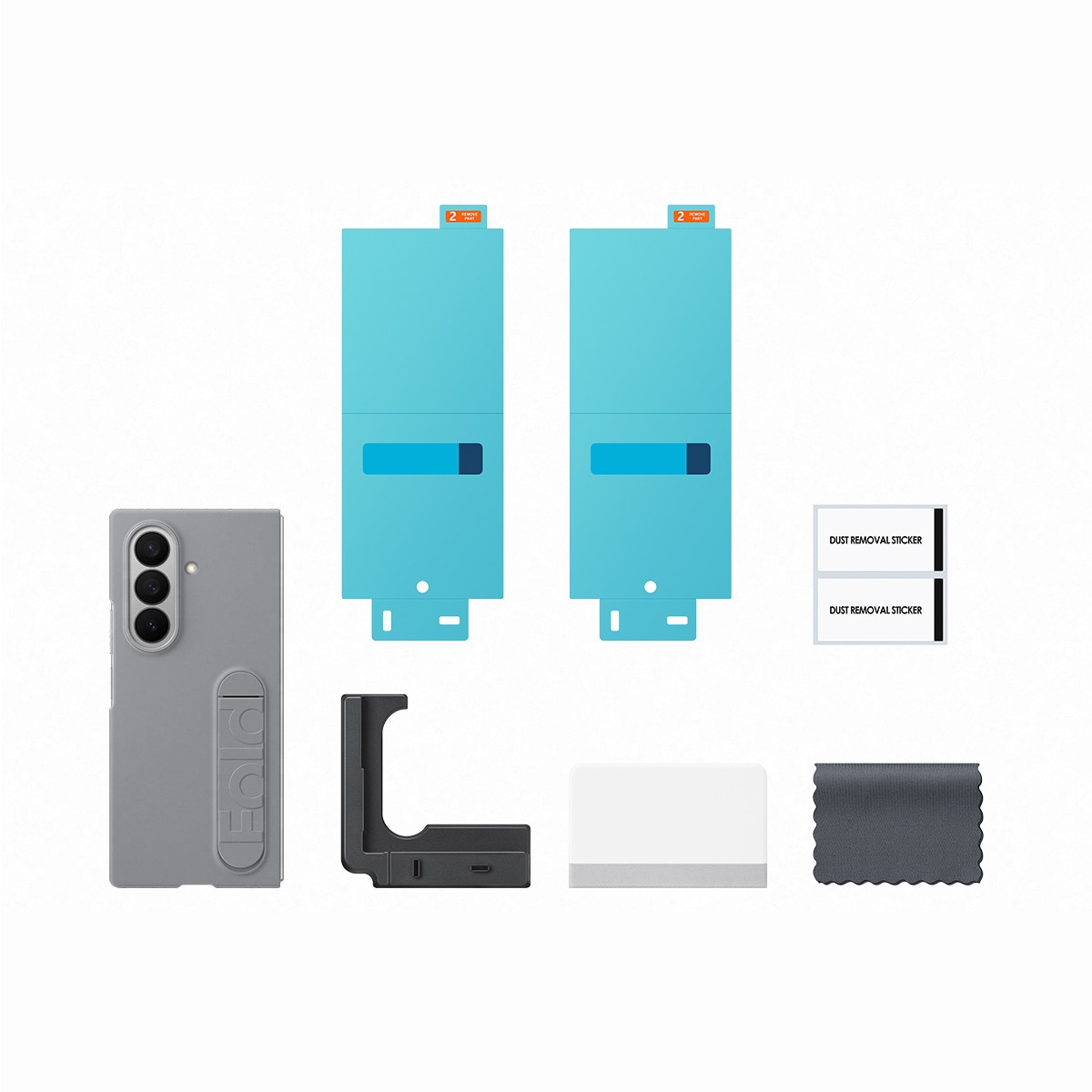 Capa Silicone Samsung Cinzento + Protetor de Ecrã para Galaxy Z Fold 7 Cinzento-5