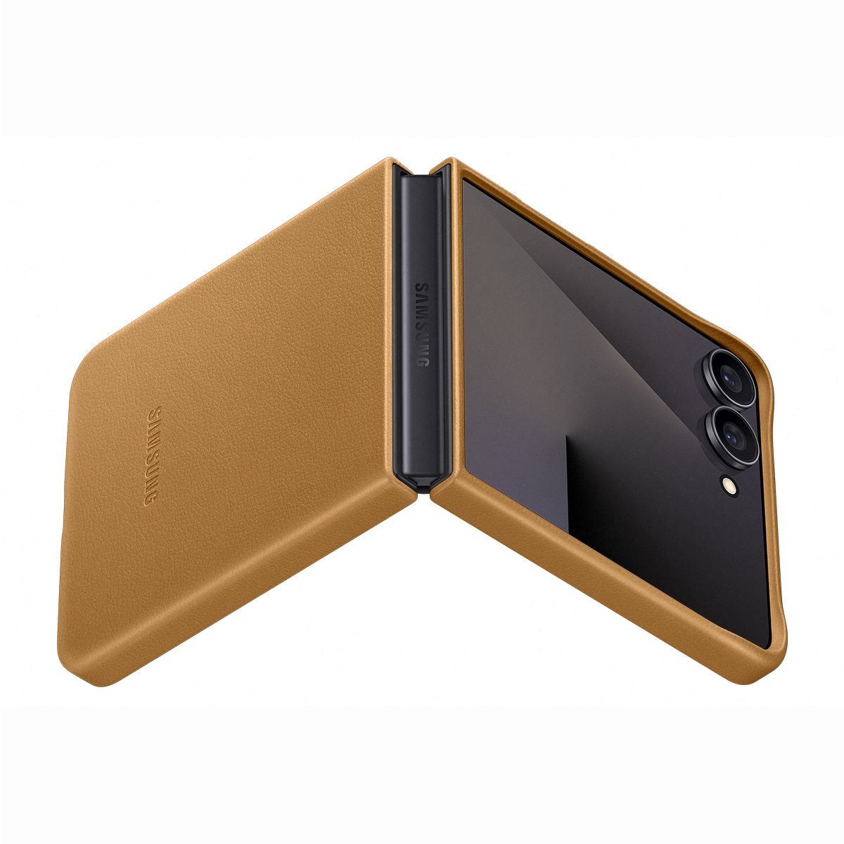 Funda de Cuero Vegano marrón Samsung para Galaxy Z Flip7 Marrón-5