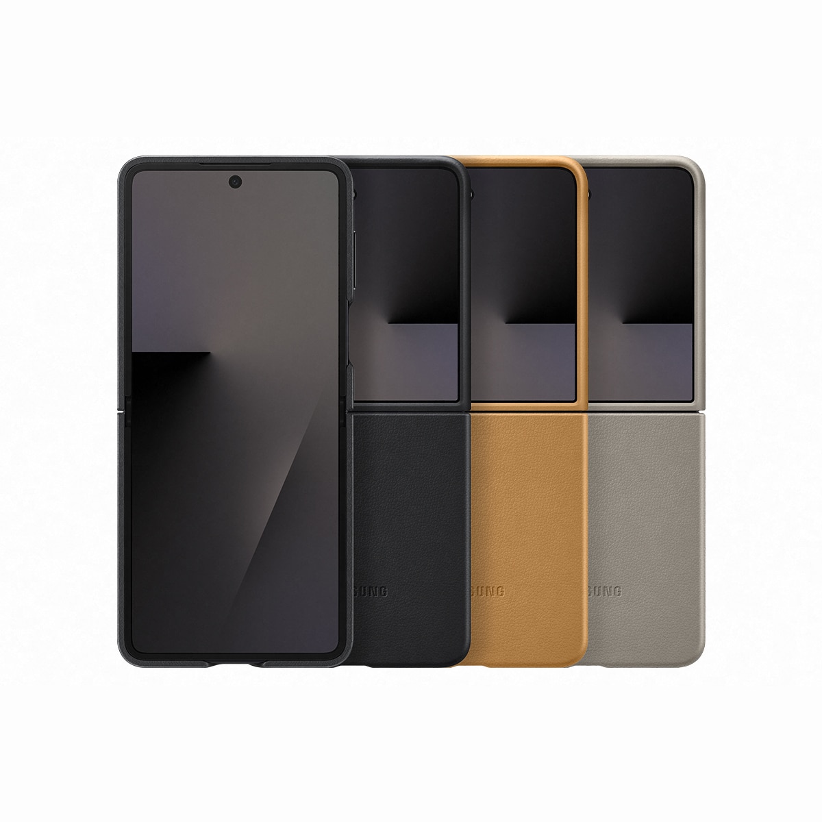 Funda de Cuero Vegano marrón Samsung para Galaxy Z Flip7 Marrón-6