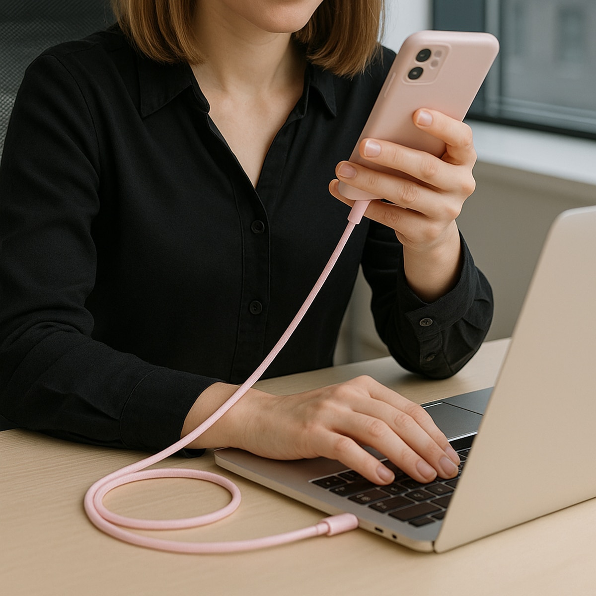 Cable de carga magnético Friendly License con USB-C rosa Rosa-3