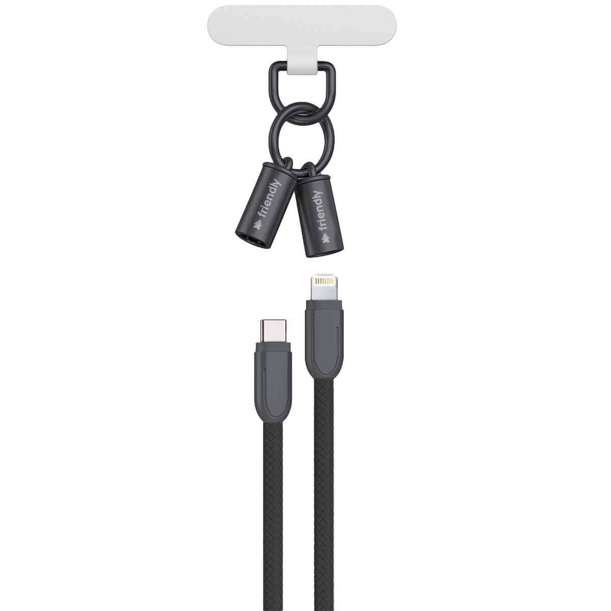 Cordón Lanyard Friendly License, USB-C a Lightning negro Negro-2