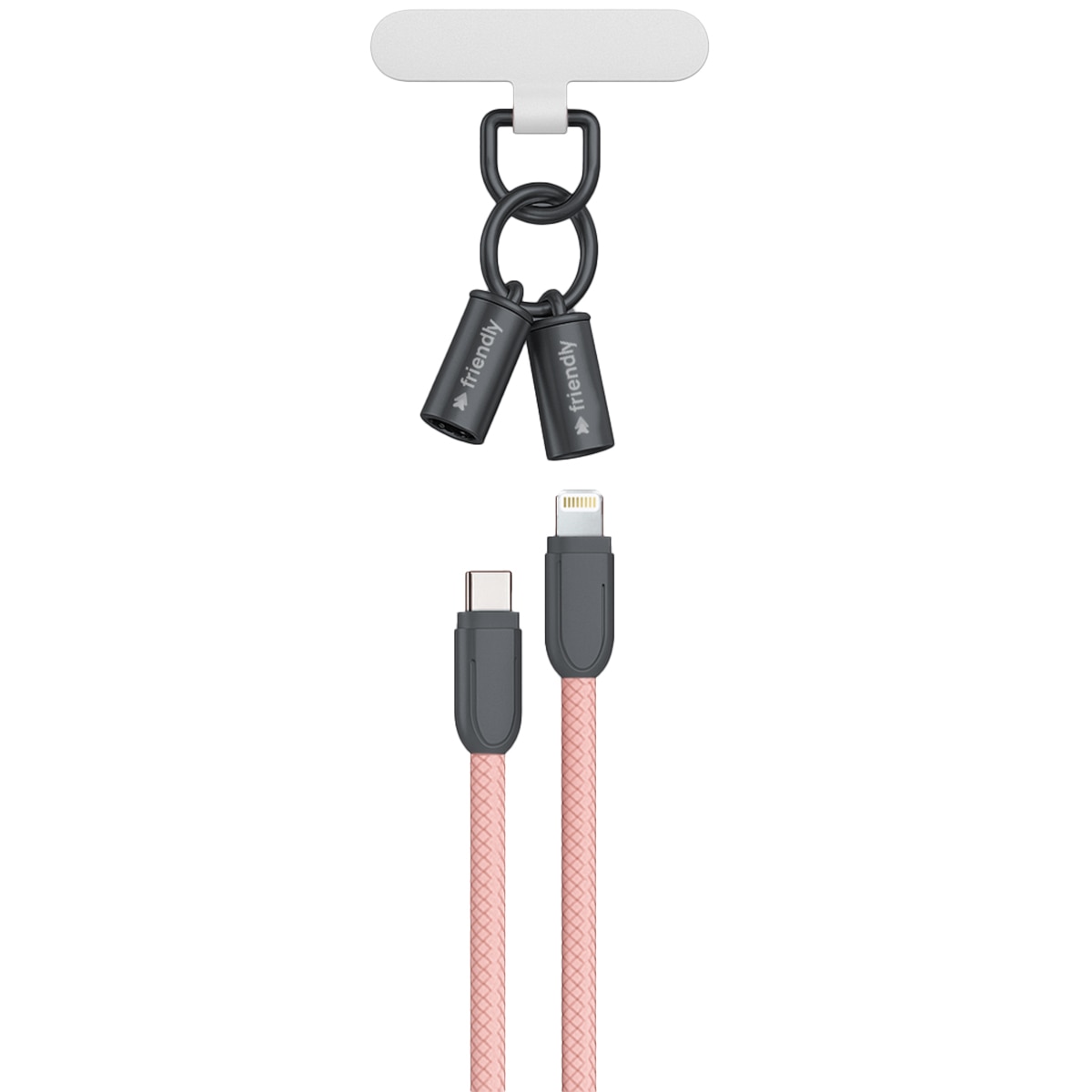 Cordón Lanyard Friendly License, USB-C a Lightning rosa Rosa-2