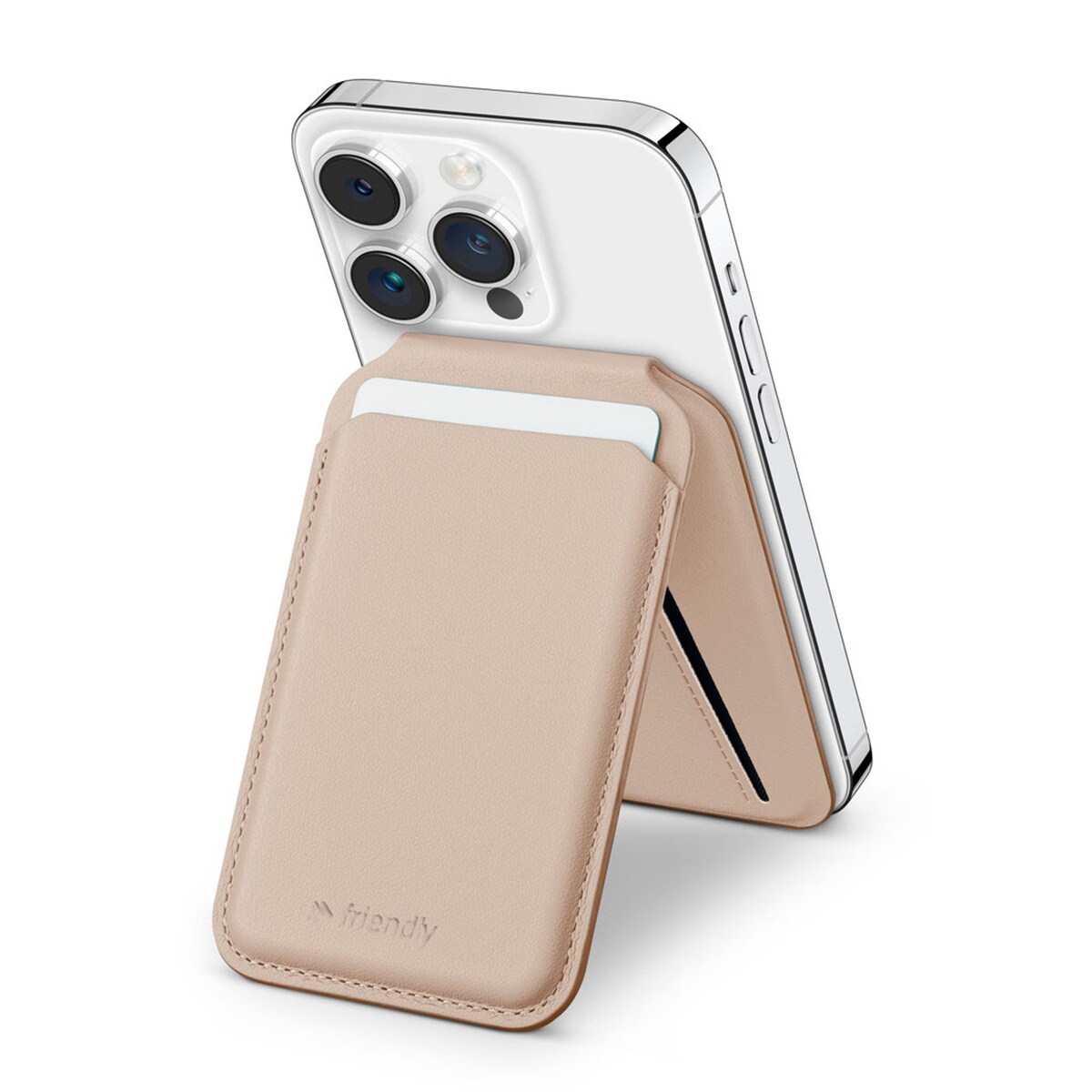 Tarjetero para smartphones Friendly License FRTAR007 Wallet Magsafe Beige+Anillo Magnético Multicolor-2