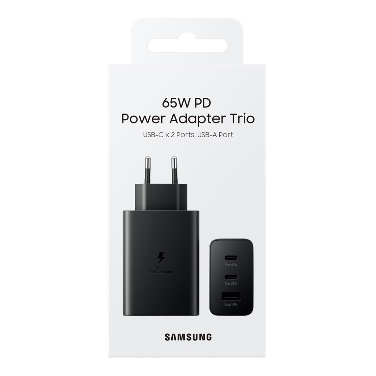 Cargador de red Samsung 65W Power Adapter Trio, carga hasta 3 dispositivos Negro-2