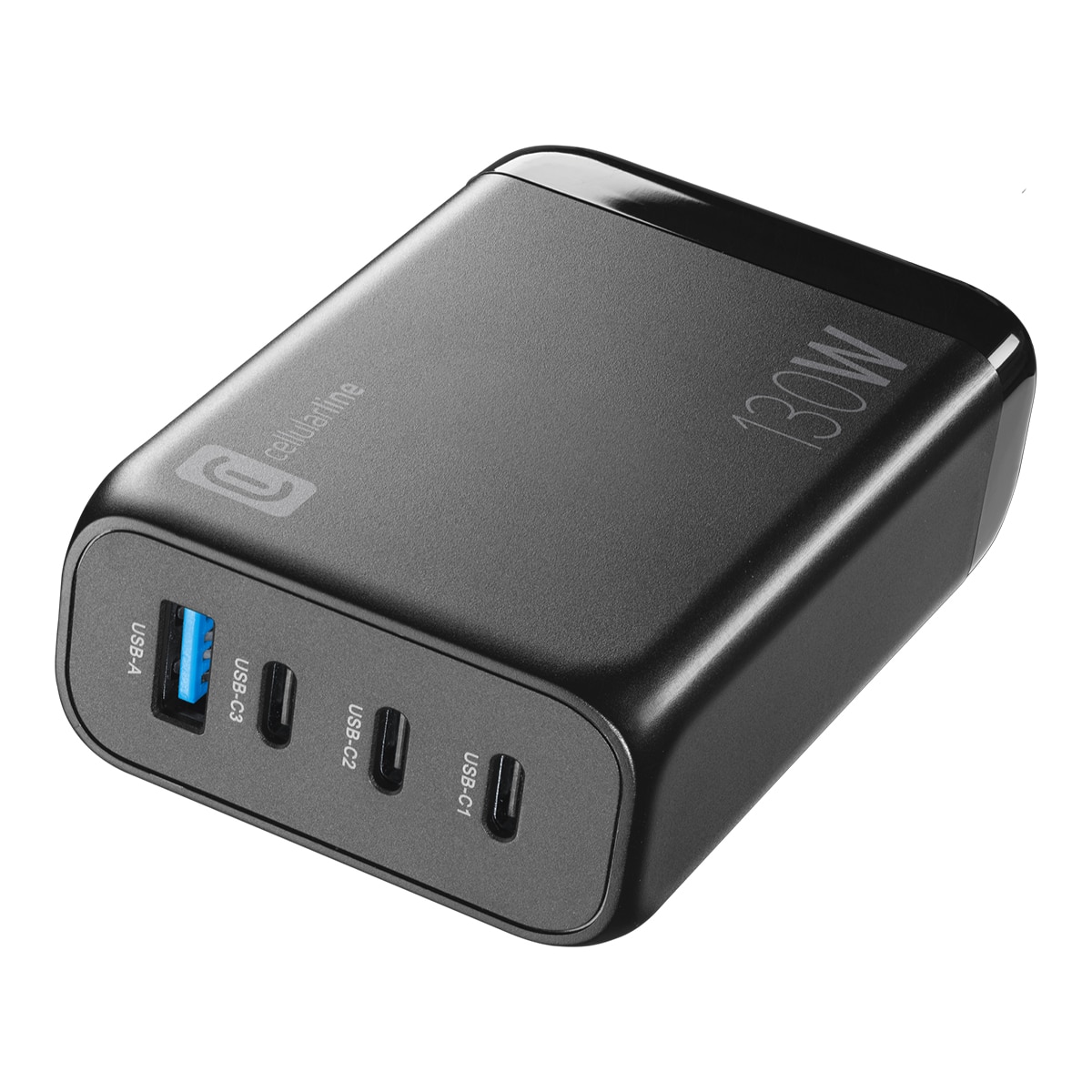 Cargador de red Cellular Line GaN 130W con 4 puertos Negro-1