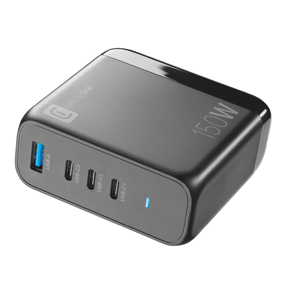 Cargador de red Cellular Line GaN 150W con 4 puertos Negro-1