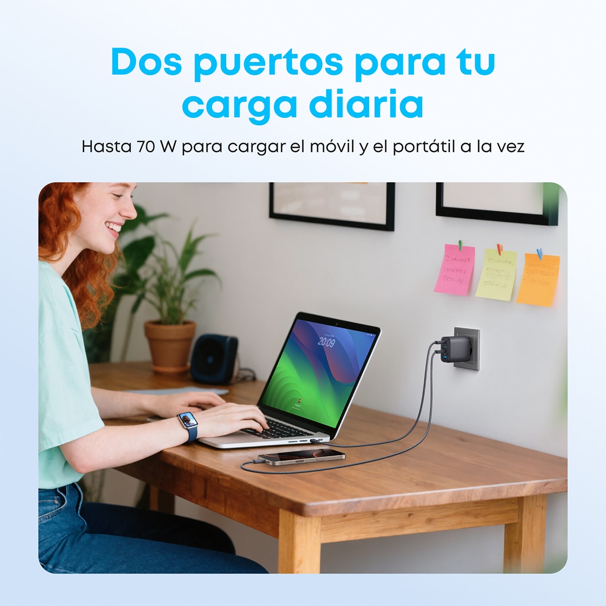Imagen 7 de Cargador de Pared Anker Zolo, Carga Rápida Qi 70W, 3 USB-C, 1 USB-A PD 3.0 - Negro Negro