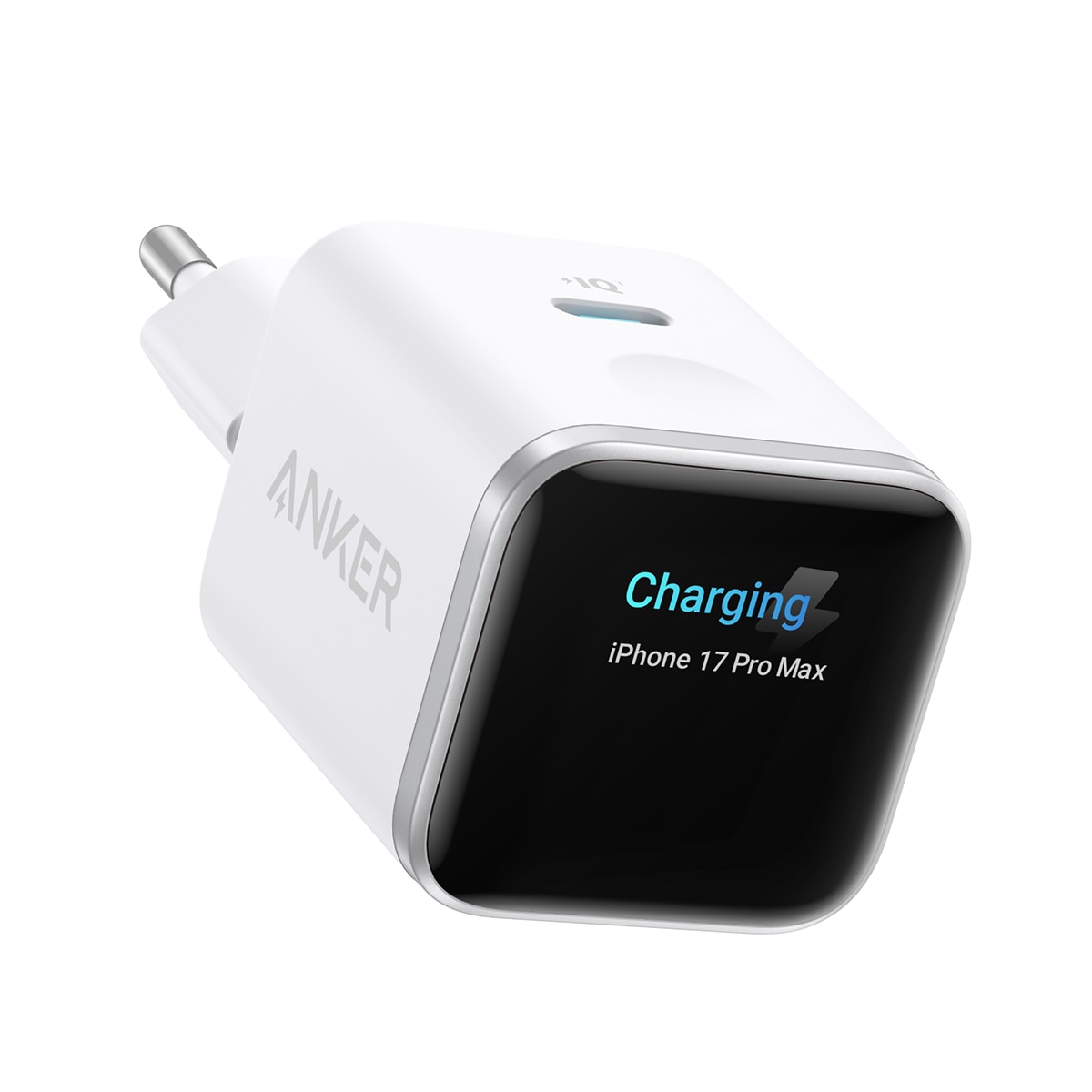 Imagen 1 de Cargador de Pared Anker Nano para iPhone, Qi 45W, Pantalla inteligente, 2 USB-C Blanco