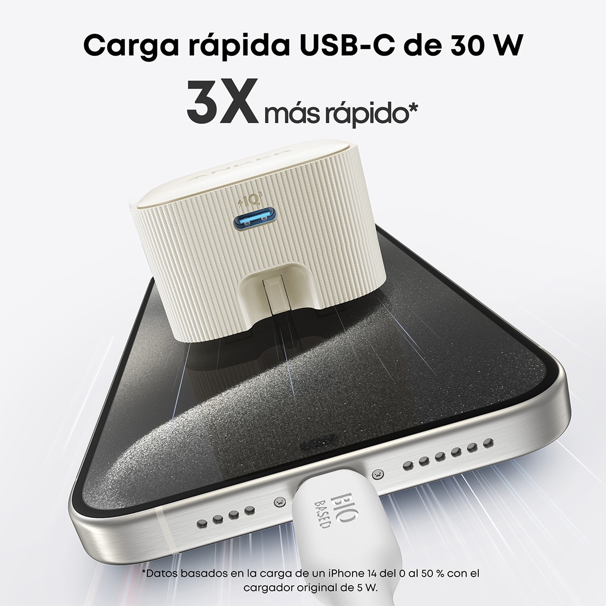 Cargador de Pared Anker Nano, 30W, 1 USB-C - Blanco Blanco-3
