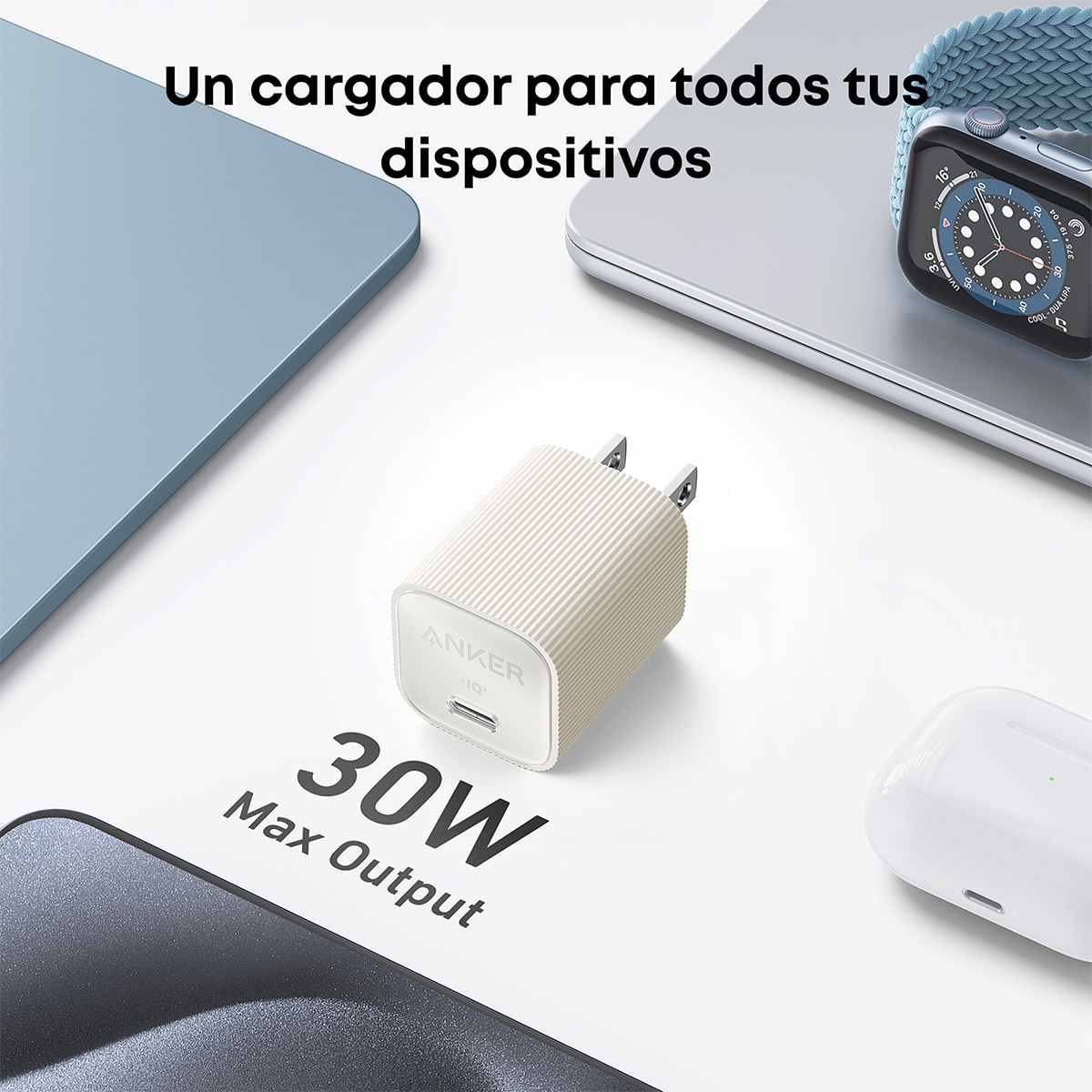 Cargador de Pared Anker Nano, 30W, 1 USB-C - Blanco Blanco-6