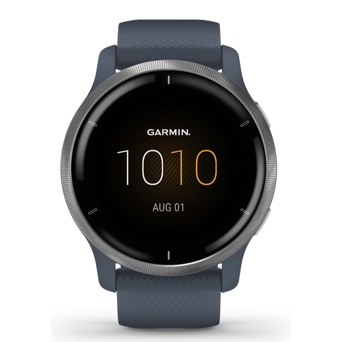 Reloj GPS Garmin Venu 2 con caja color plata y correa de silicona azul granito Smartwatch Azul-2