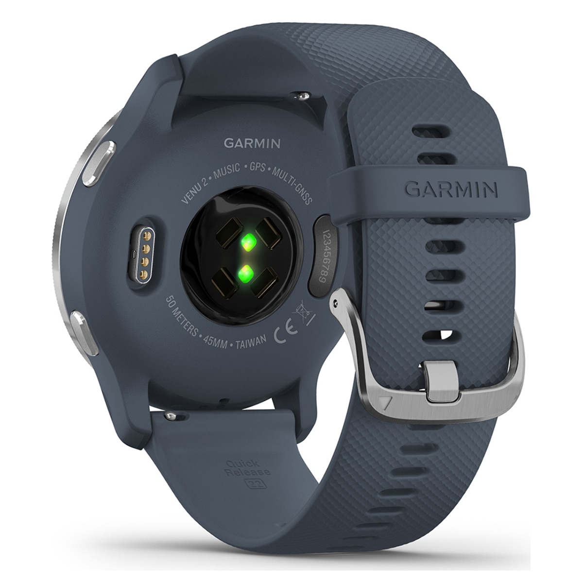 Reloj GPS Garmin Venu 2 con caja color plata y correa de silicona azul granito Smartwatch Azul-3