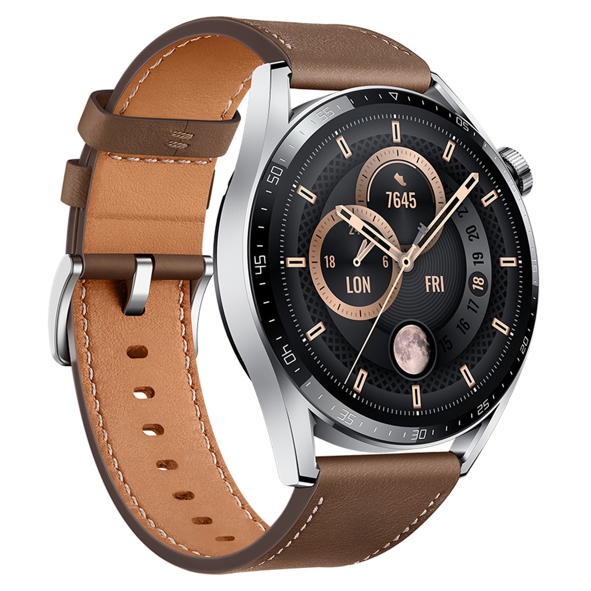 Imagen 1 de Huawei Watch GT3 Edición Classic 46 mm con correa de cuero marrón Smartwatch - Marrón Marrón