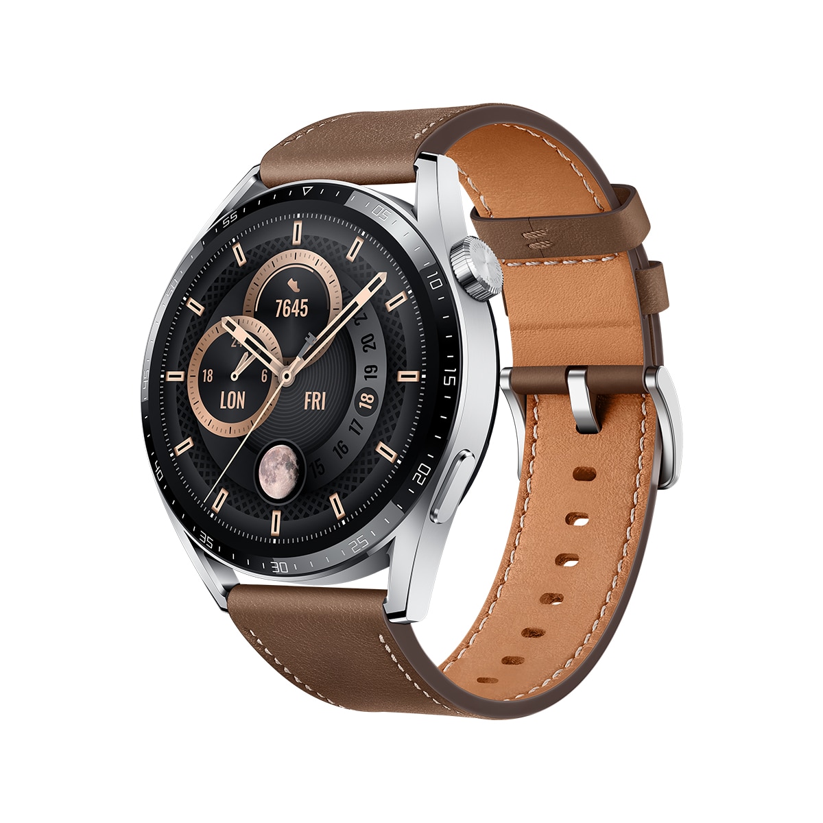 Imagen 3 de Huawei Watch GT3 Edición Classic 46 mm con correa de cuero marrón Smartwatch - Marrón Marrón