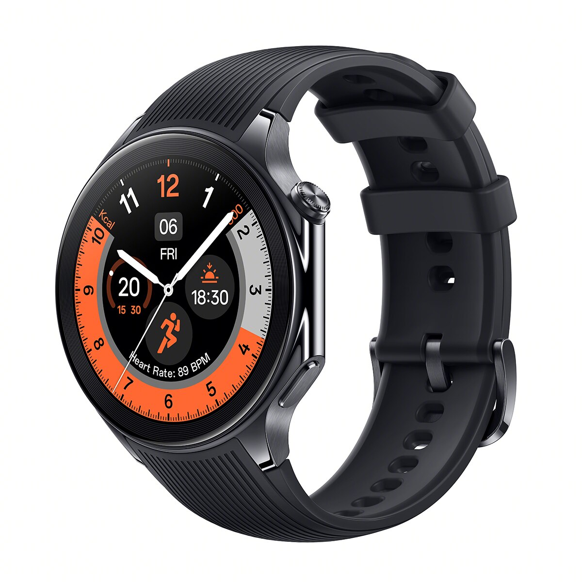 SmartWatch Oppo Watch X com Caixa em Aço Inoxidável e Bracelete de Borracha Preto-3