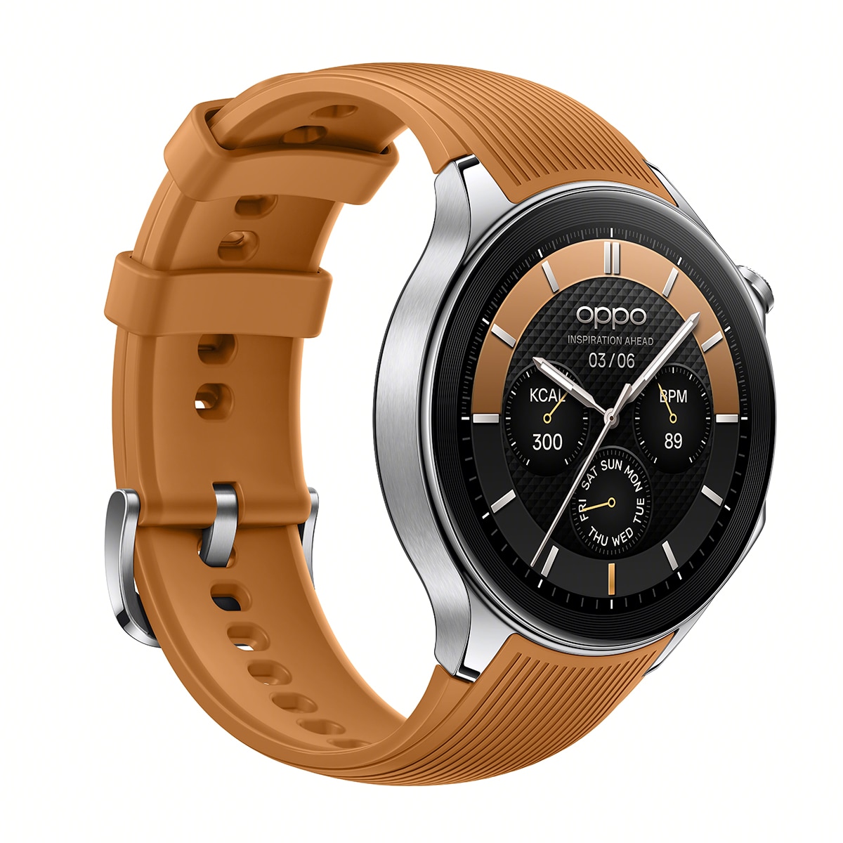 Imagem 0 de SmartWatch Oppo Watch X com Caixa em Aço Inoxidável e Bracelete de Borracha - Castanho