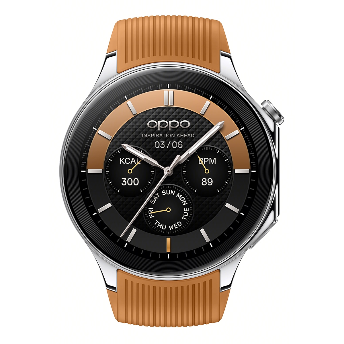 SmartWatch Oppo Watch X com Caixa em Aço Inoxidável e Bracelete de Borracha - Castanho Castanho-2