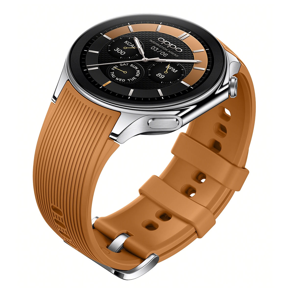 SmartWatch Oppo Watch X com Caixa em Aço Inoxidável e Bracelete de Borracha - Castanho Castanho-4