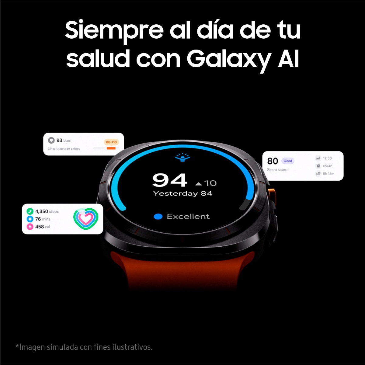 Samsung Galaxy Watch Ultra con caja Gris titanio y correa naranja LTE Smartwatch Gris titanium-4