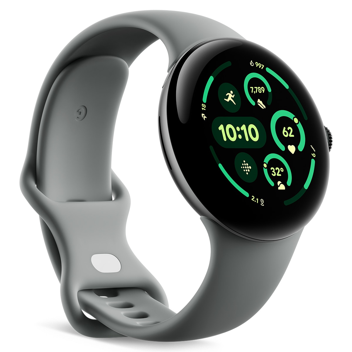 Imagen 0 de Google Pixel Watch 3 45mm, Caja de aluminio color gris mate y correa deportiva color verde liquen, Wi-Fi Smartwatch