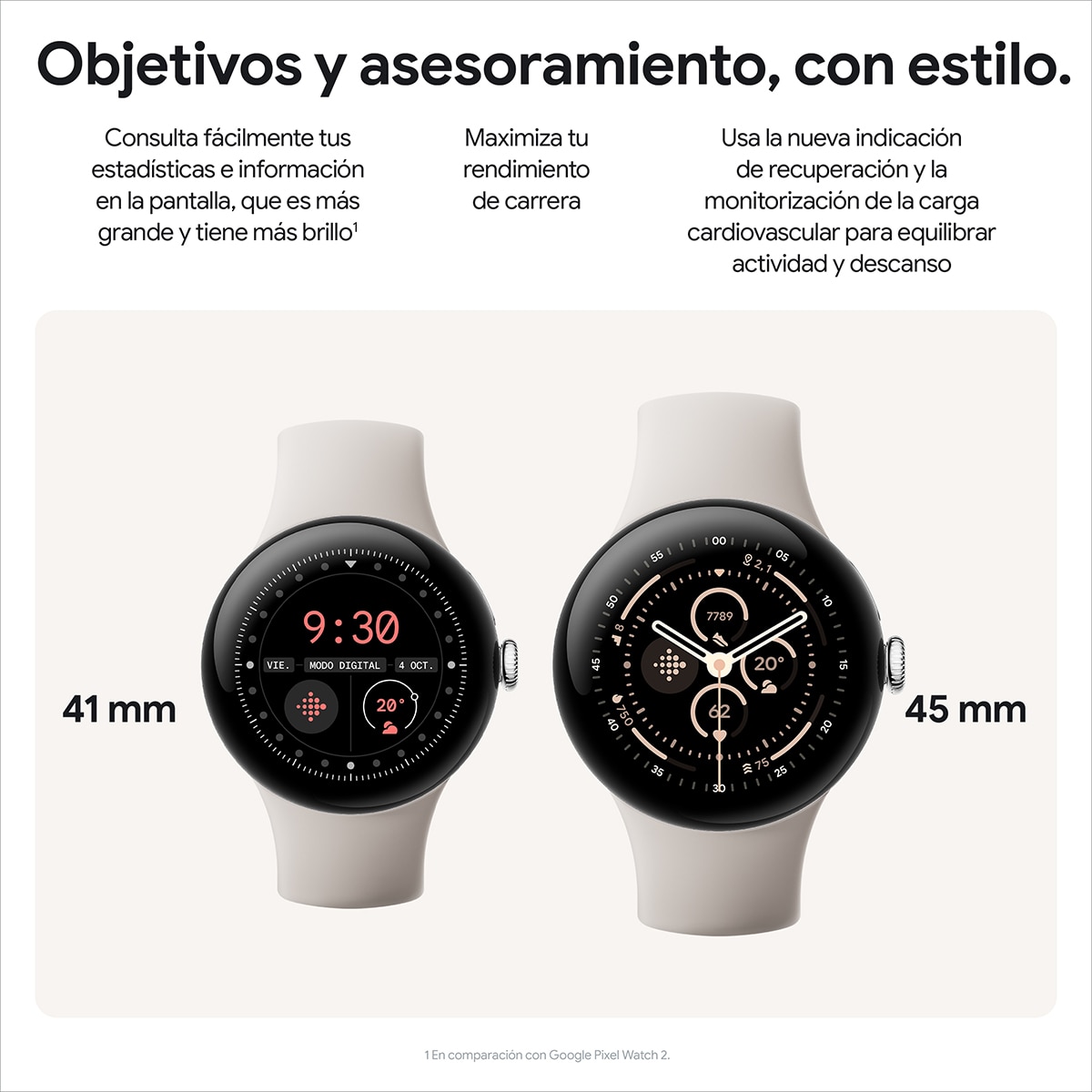 Google Pixel Watch 3 41mm, Caja de aluminio color negro mate y correa deportiva color obsidiana, Wi-Fi Smartwatch Negro-6