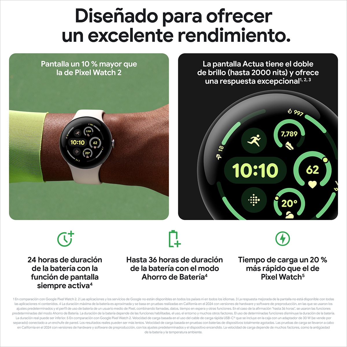 Google Pixel Watch 3 41mm, Caja de aluminio color negro mate y correa deportiva color obsidiana, Wi-Fi Smartwatch Negro-7