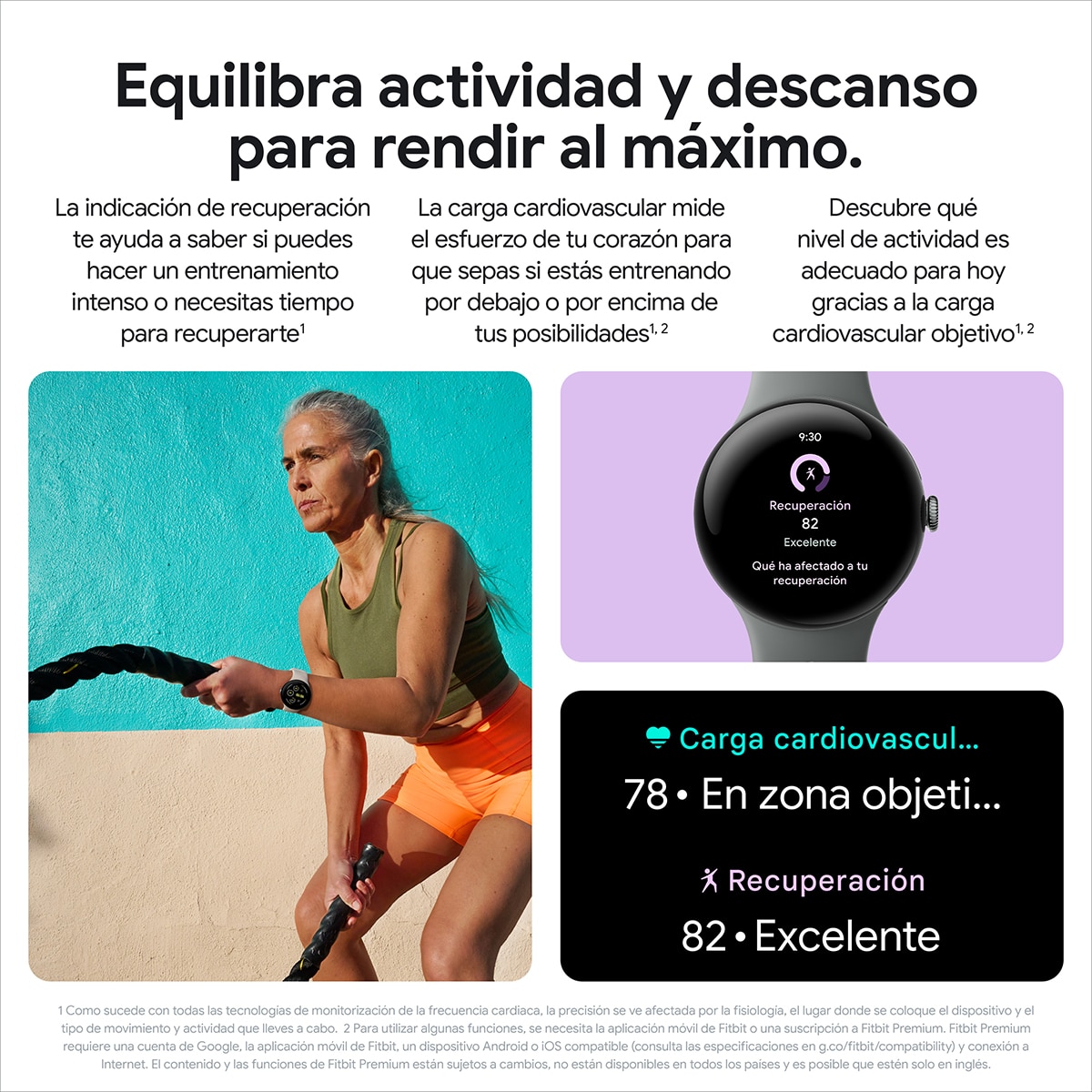 Google Pixel Watch 3 41mm, Caja de aluminio color negro mate y correa deportiva color obsidiana, Wi-Fi Smartwatch Negro-9