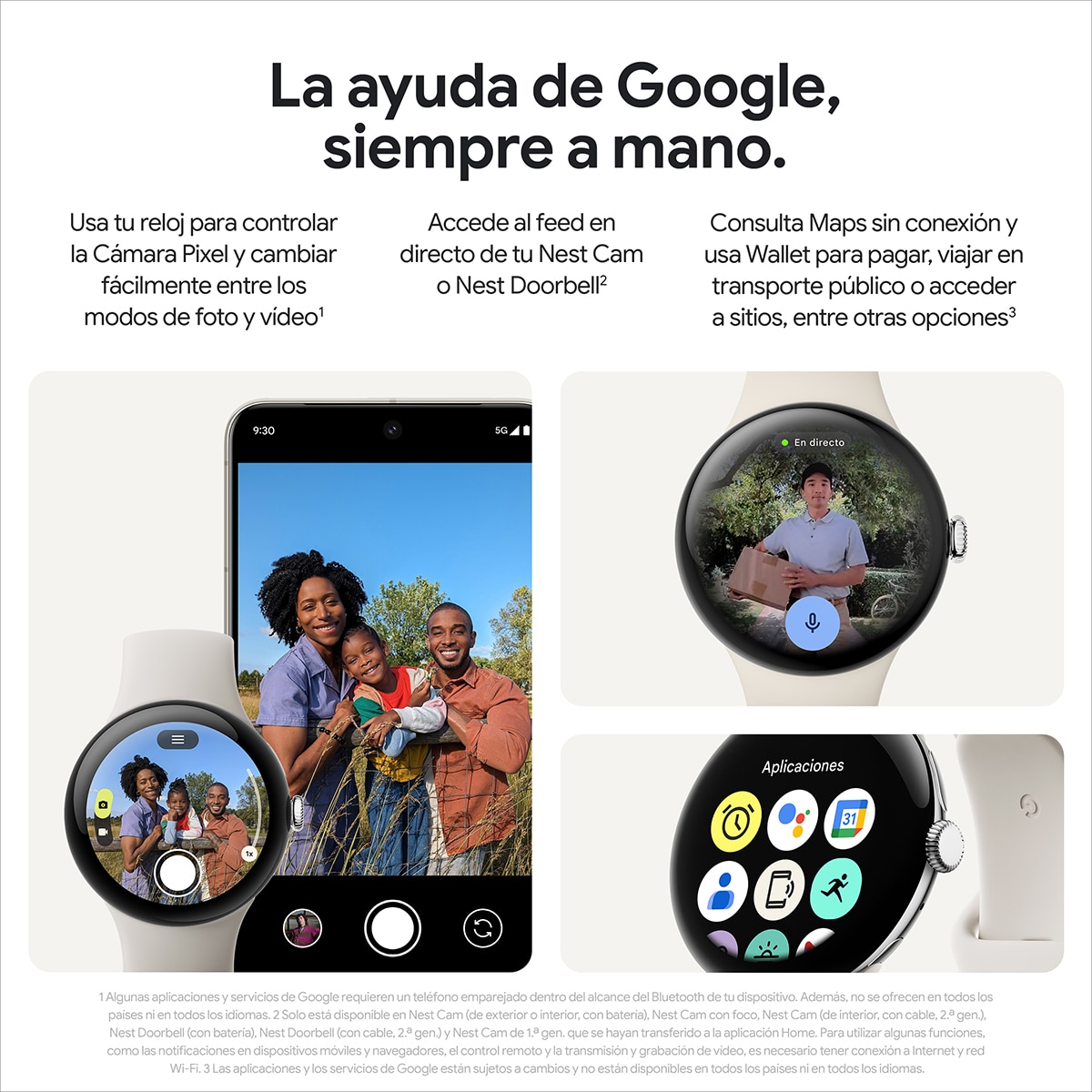 Google Pixel Watch 3 41mm, Caja de aluminio color negro mate y correa deportiva color obsidiana, Wi-Fi Smartwatch Negro-12