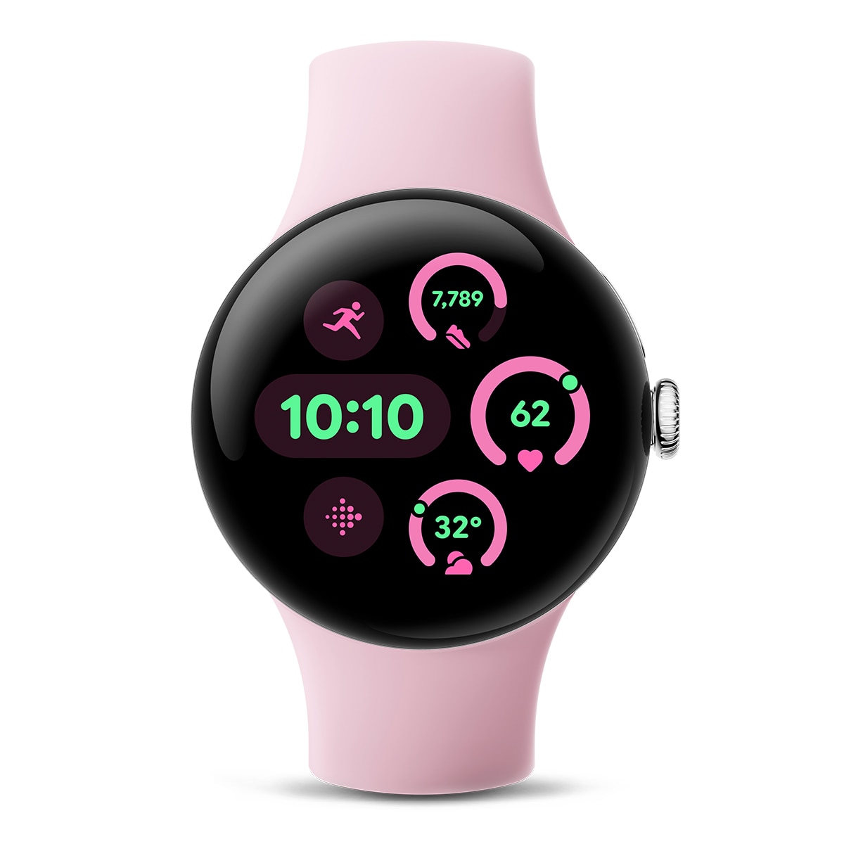 Google Pixel Watch 3 41mm, Caja de aluminio color plata pulida y correa deportiva color rosa cuarzo, Wi-Fi Smartwatch Plata / Rosa-2