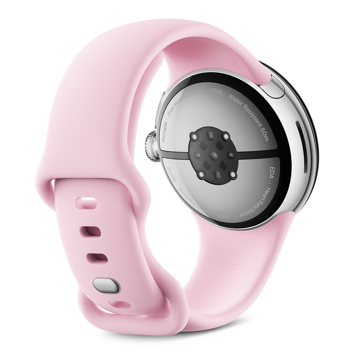 Google Pixel Watch 3 41mm, Caja de aluminio color plata pulida y correa deportiva color rosa cuarzo, Wi-Fi Smartwatch Plata / Rosa-4