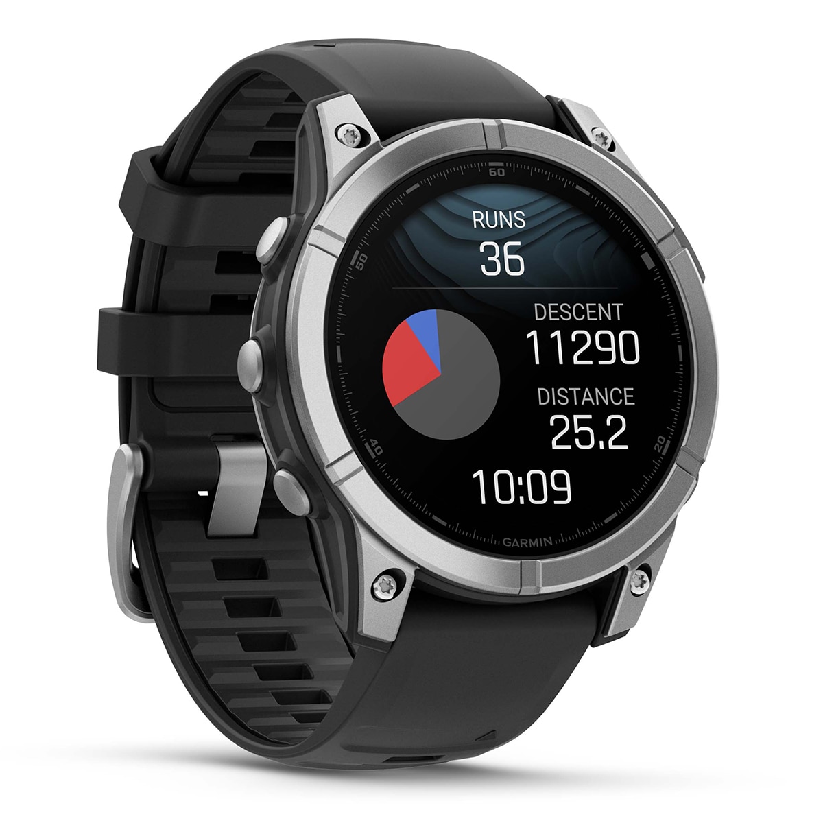 Garmin Fenix E Acero Plata con correa de silicona negra Smartwatch Plata-1
