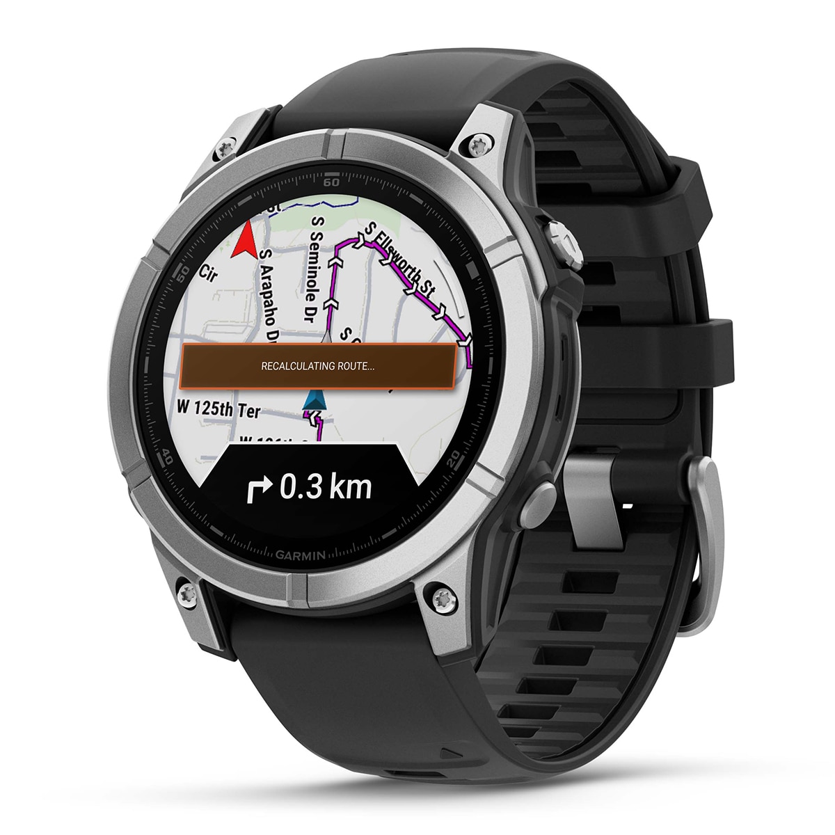 Garmin Fenix E Acero Plata con correa de silicona negra Smartwatch Plata-4