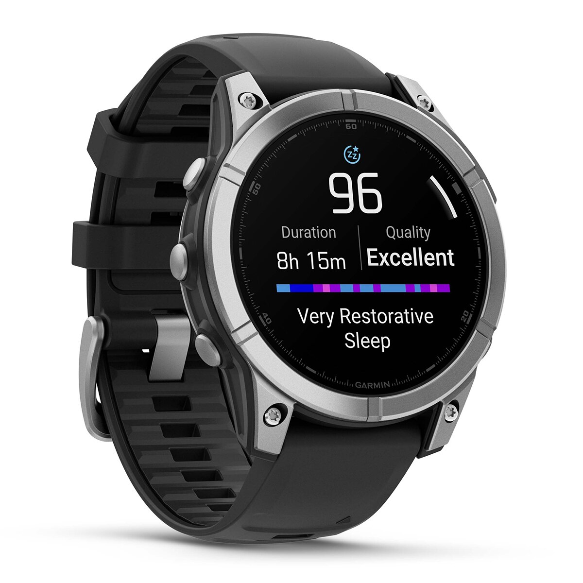 Garmin Fenix E Acero Plata con correa de silicona negra Smartwatch Plata-5