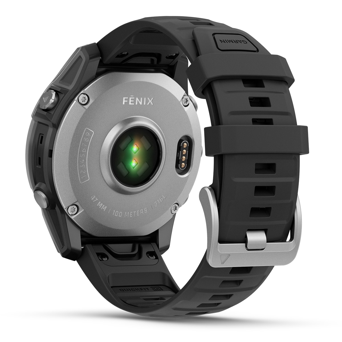 Garmin Fenix E Acero Plata con correa de silicona negra Smartwatch Plata-10