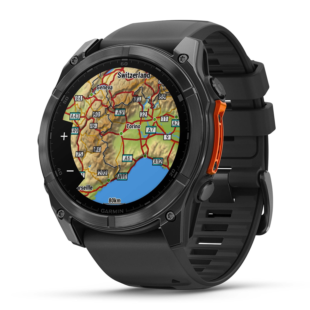 SmartWatch Garmin Fenix 8 com Bracelete de Silicone 51mm - Aço Preto / Preto Preto-4