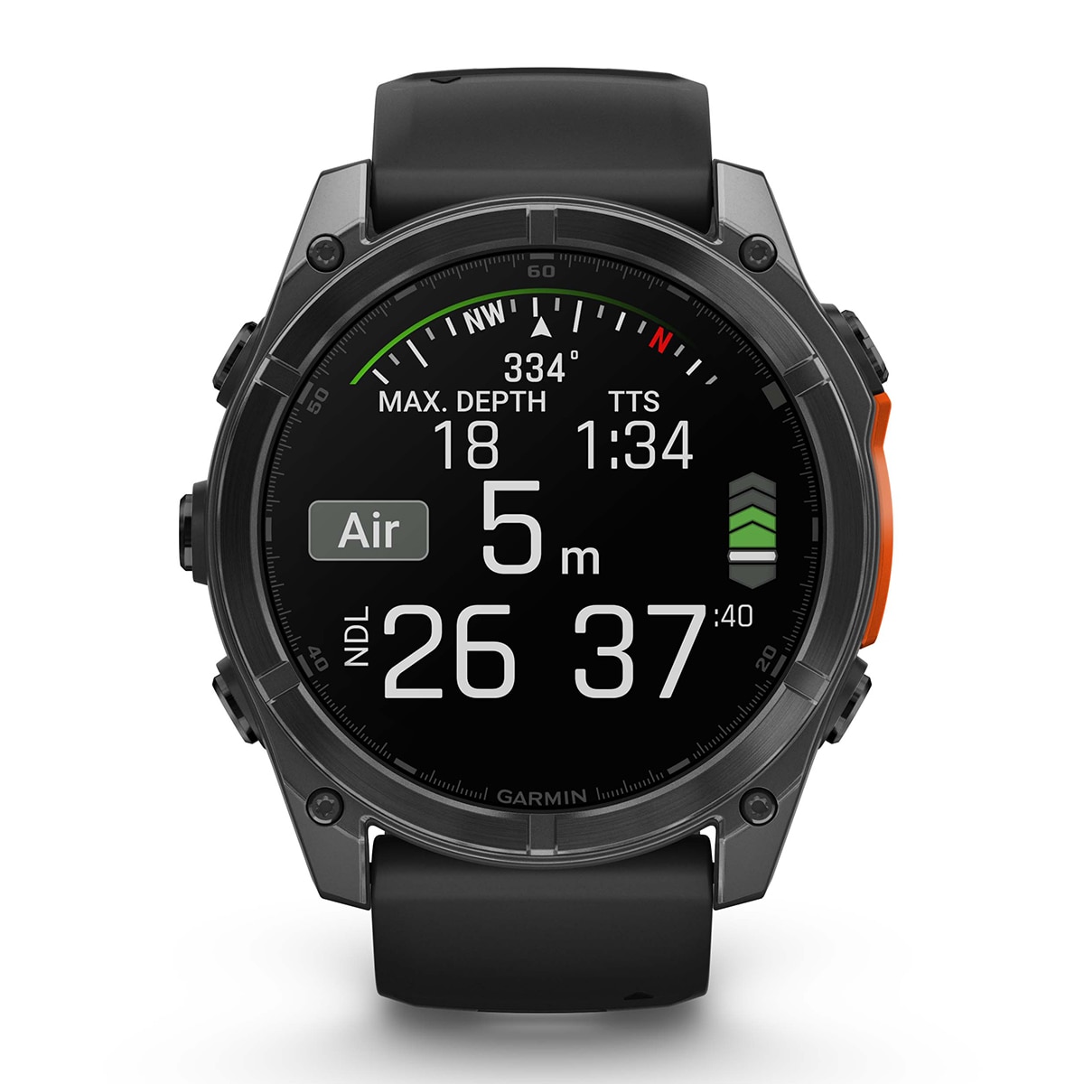 SmartWatch Garmin Fenix 8 com Bracelete de Silicone 51mm - Aço Preto / Preto Preto-6