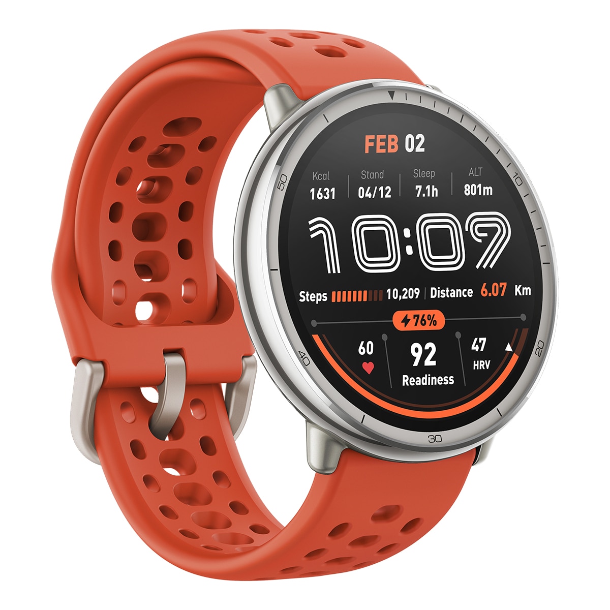 Amazfit Active 2 con correa deportiva de silicona roja Smartwatch con Modo Carrera Hyrox Rojo-1