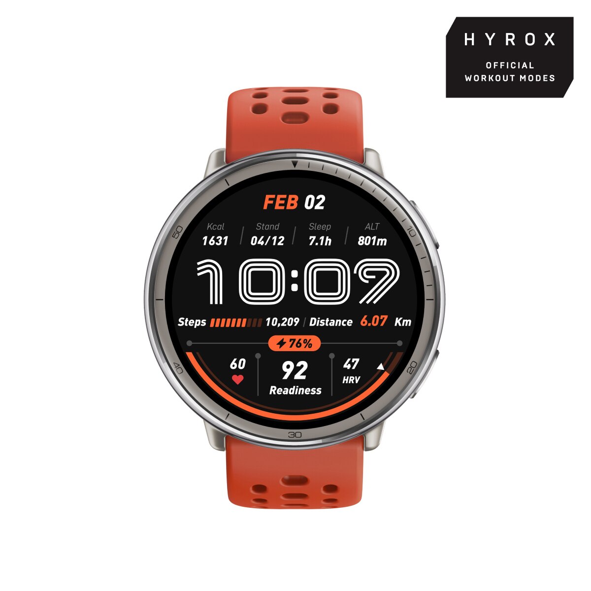 Amazfit Active 2 con correa deportiva de silicona roja Smartwatch con Modo Carrera Hyrox Rojo-3