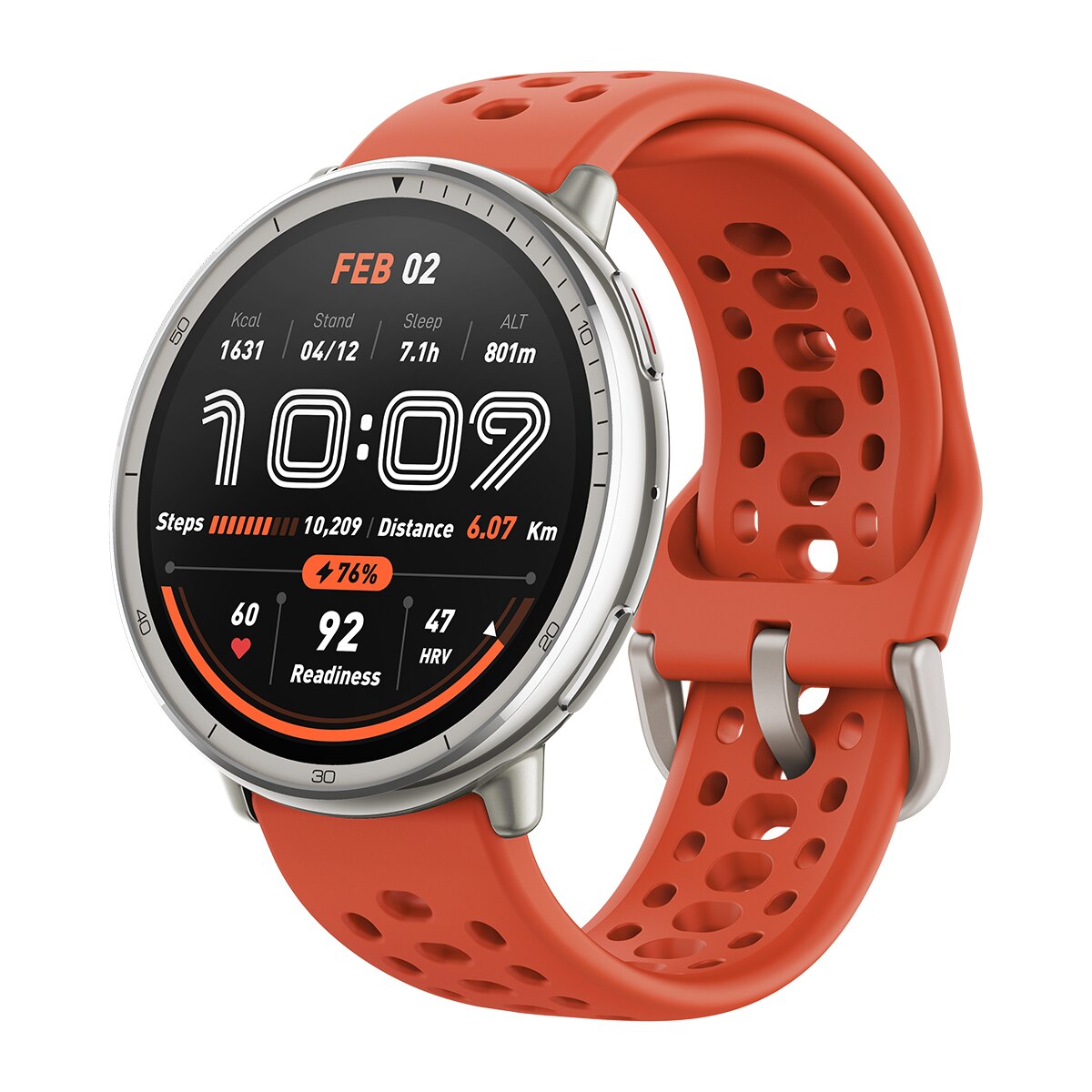 Amazfit Active 2 con correa deportiva de silicona roja Smartwatch con Modo Carrera Hyrox Rojo-4