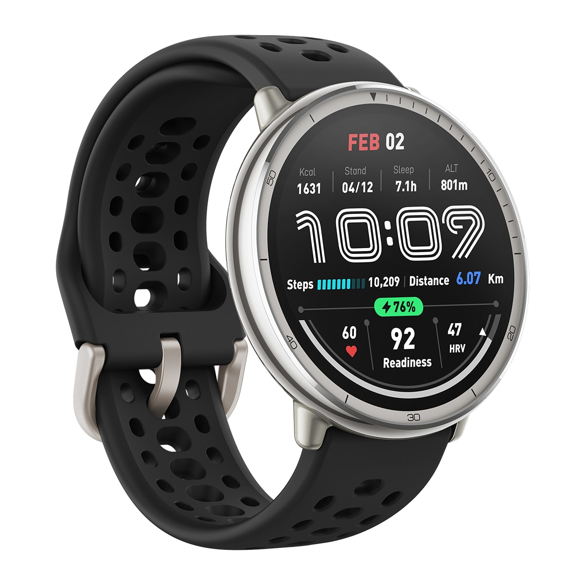 Amazfit Active 2 con correa deportiva de silicona negra Smartwatch con Modo Carrera Hyrox Negro-1