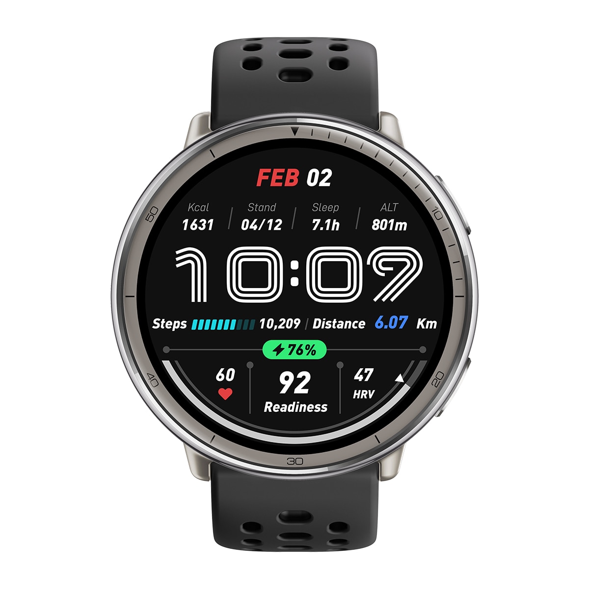 Amazfit Active 2 con correa deportiva de silicona negra Smartwatch con Modo Carrera Hyrox Negro-3