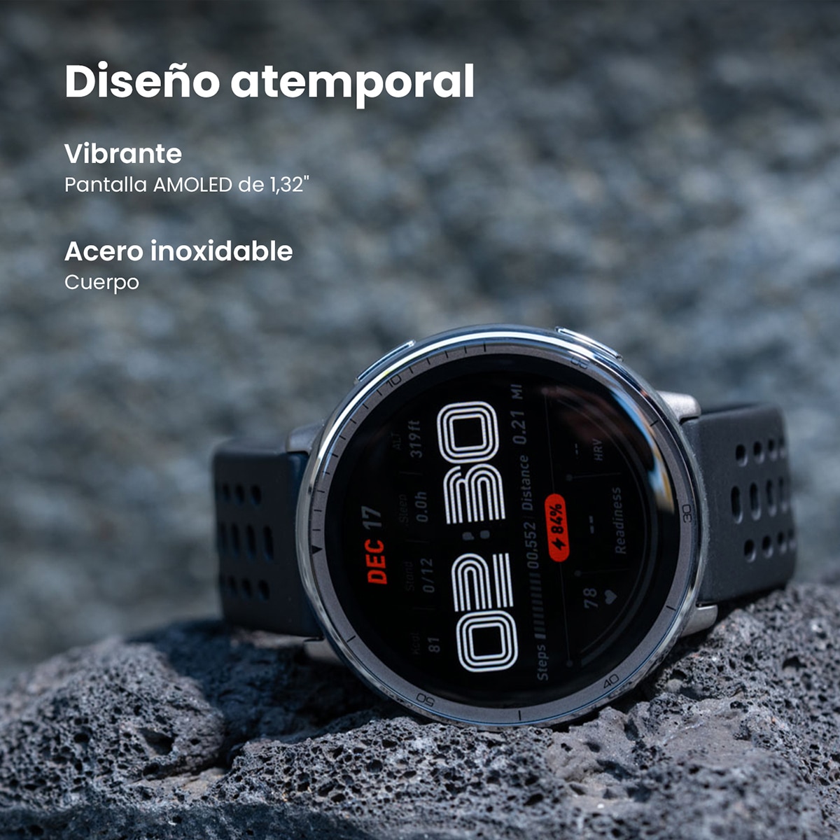 Amazfit Active 2 con correa deportiva de silicona negra Smartwatch con Modo Carrera Hyrox Negro-7
