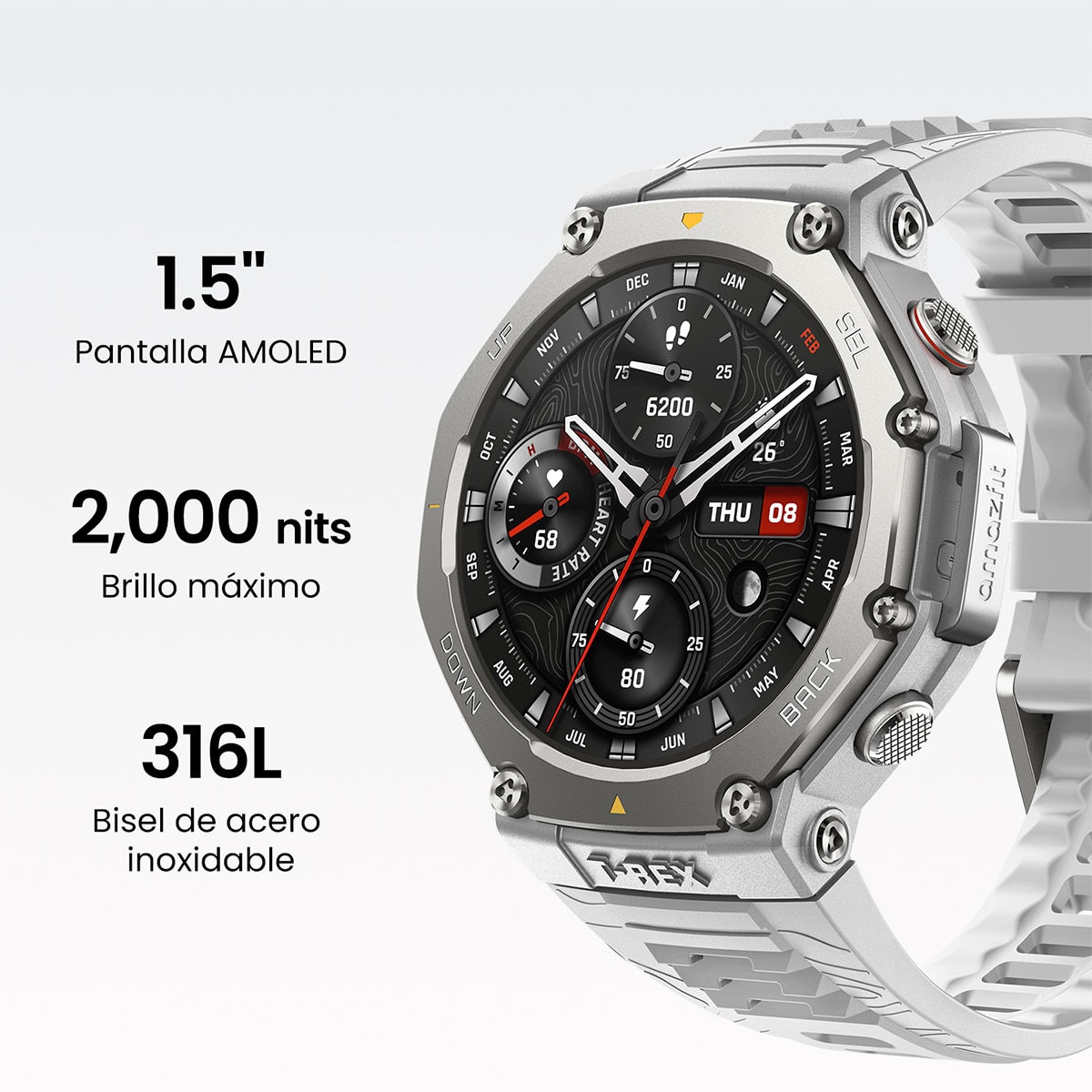 Amazfit T-Rex 3 Haze Gray Smartwatch con Modo Carrera Hyrox Gris claro-4