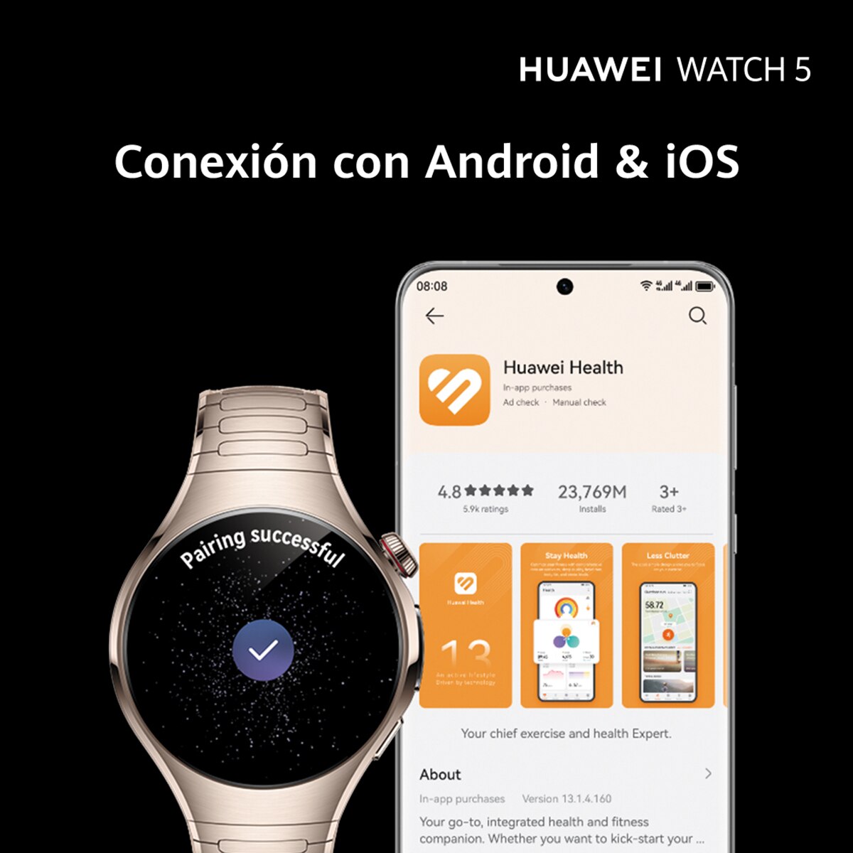 Huawei Watch 5 42mm Beige Smartwatch + Auriculares Huawei FreeBuds 6i blancos Beige-11