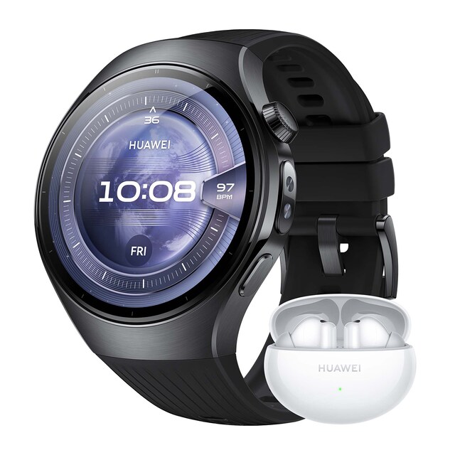 Huawei Watch 5 46 mm Negro Smartwatch + Auriculares Huawei FreeBuds 6i blancos
