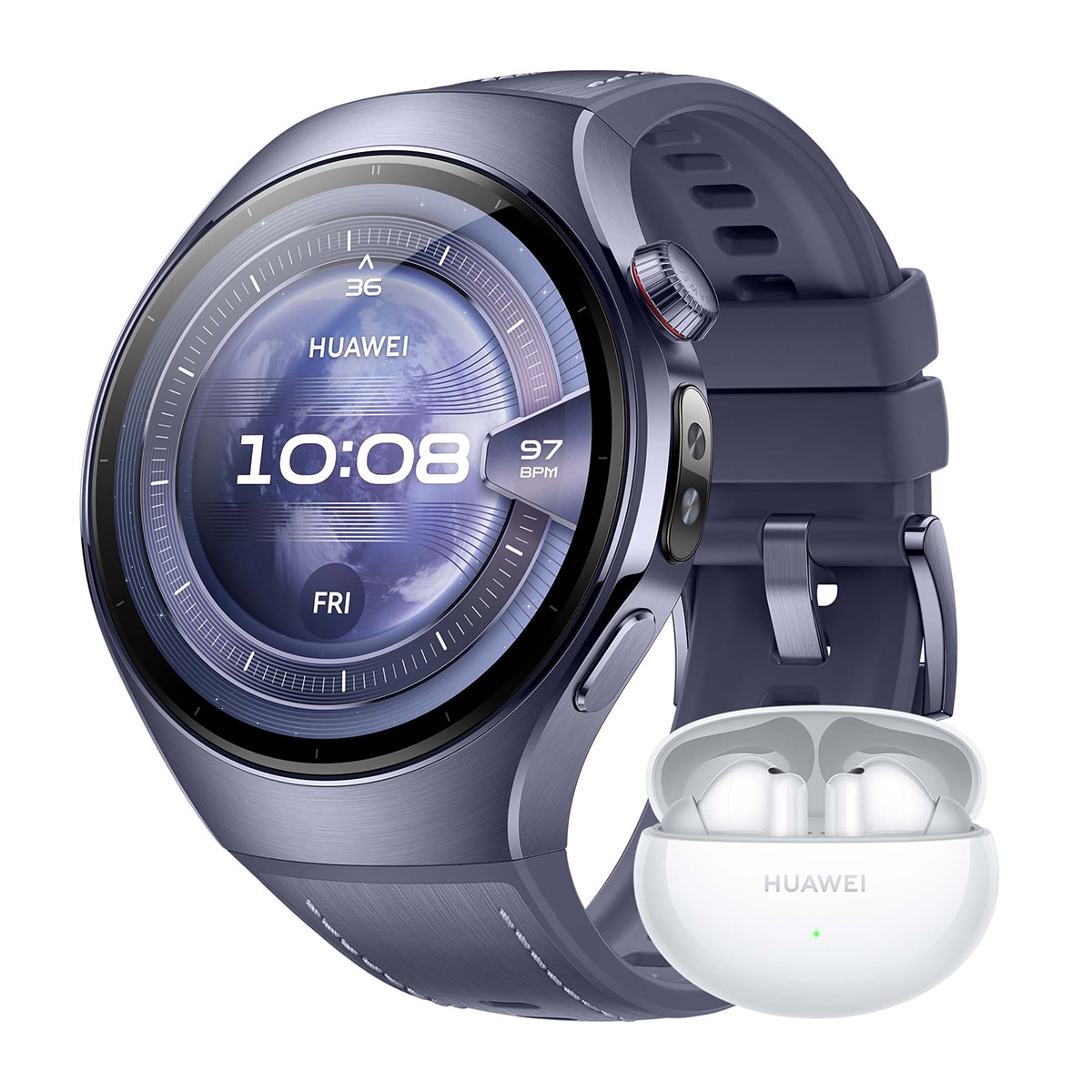 Imagen 0 de Huawei Watch 5 46 mm Morado Smartwatch + Auriculares Huawei FreeBuds 6i blancos